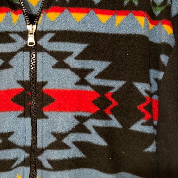 Chaps Fleece Zip Southwestern Look Black With Colorful Print Design Size 3X - Picture 2 of 7